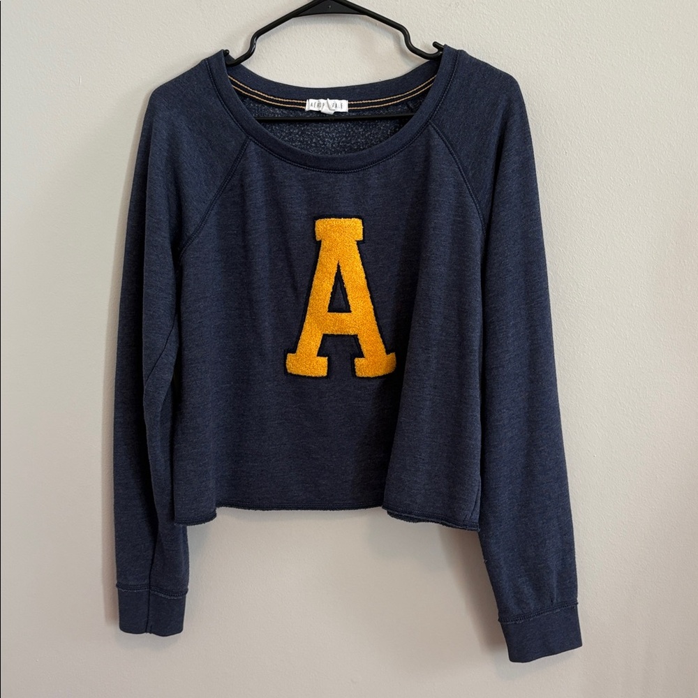 Aeropostale Navy and Yellow Knit Top